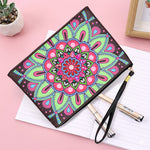 Pinkish-Green Lotus Mandala Diamond Painting Wrist Bag