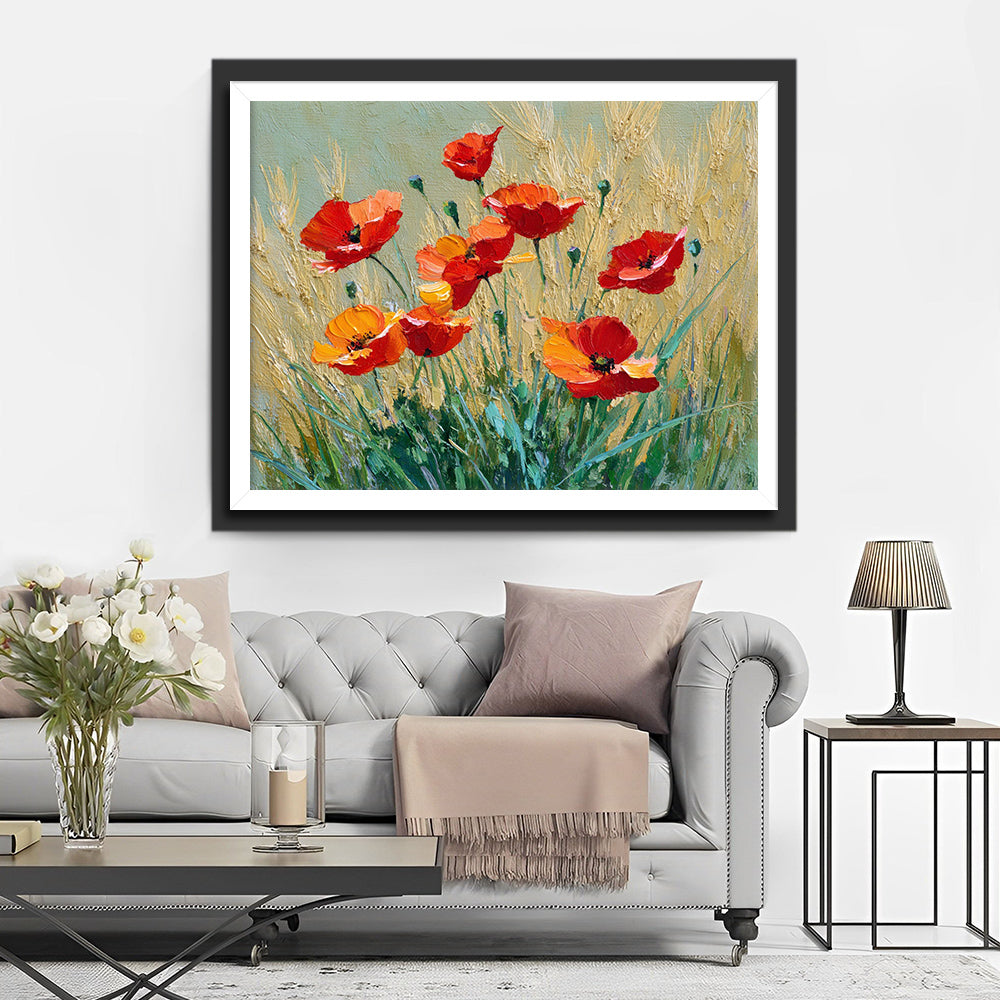 Poppies in Wheat Fields Diamond Painting