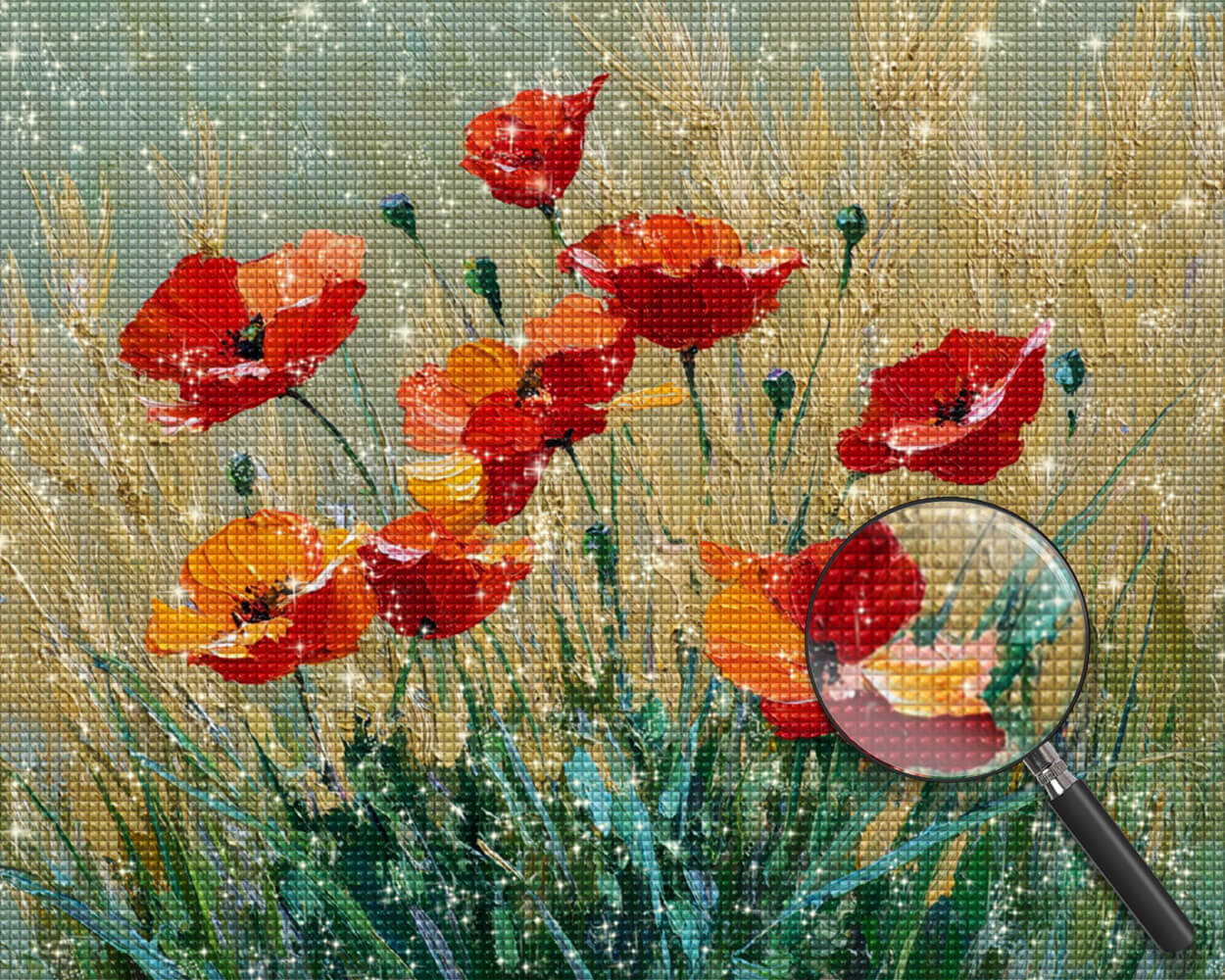 Poppies in Wheat Fields Diamond Painting