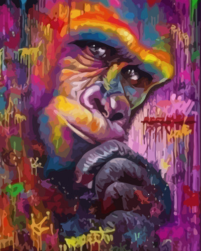 Purple Graffiti Gorilla Diamond Painting