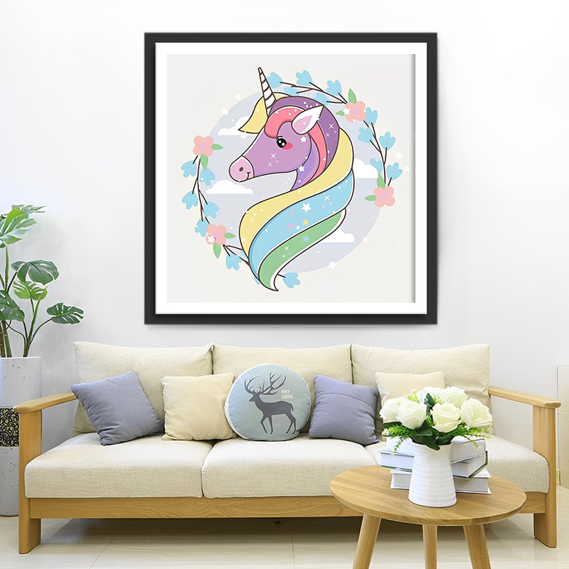 Purple Unicorn with Colourful Fur Diamond Painting