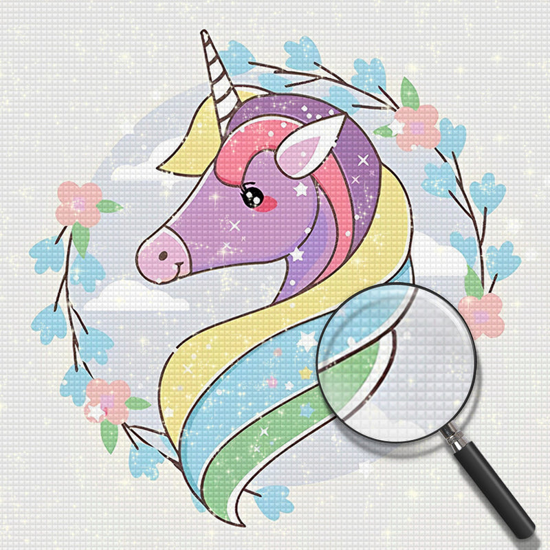 Purple Unicorn with Colourful Fur Diamond Painting