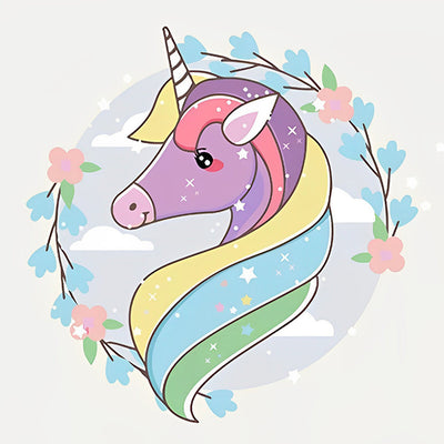 Purple Unicorn with Colourful Fur Diamond Painting