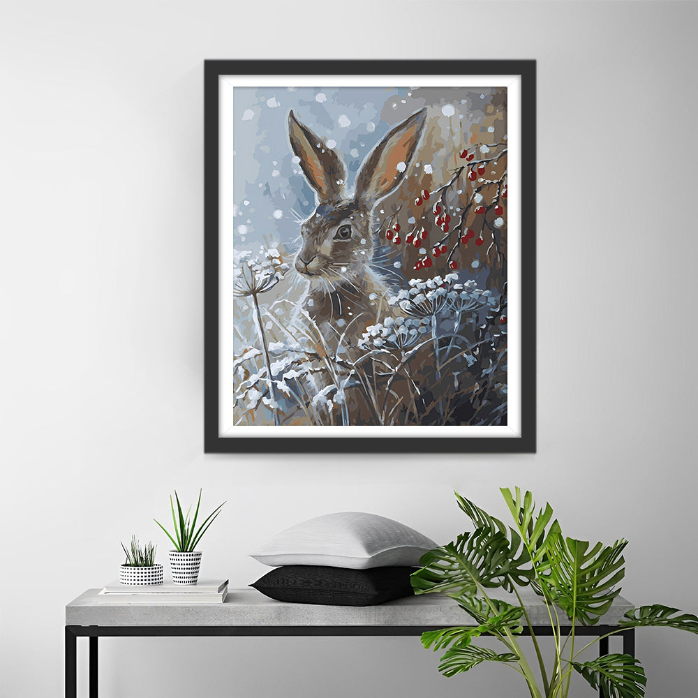 Rabbit in Snow Diamond Painting