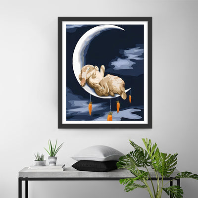 Rabbit Lying on the Moon Diamond Painting