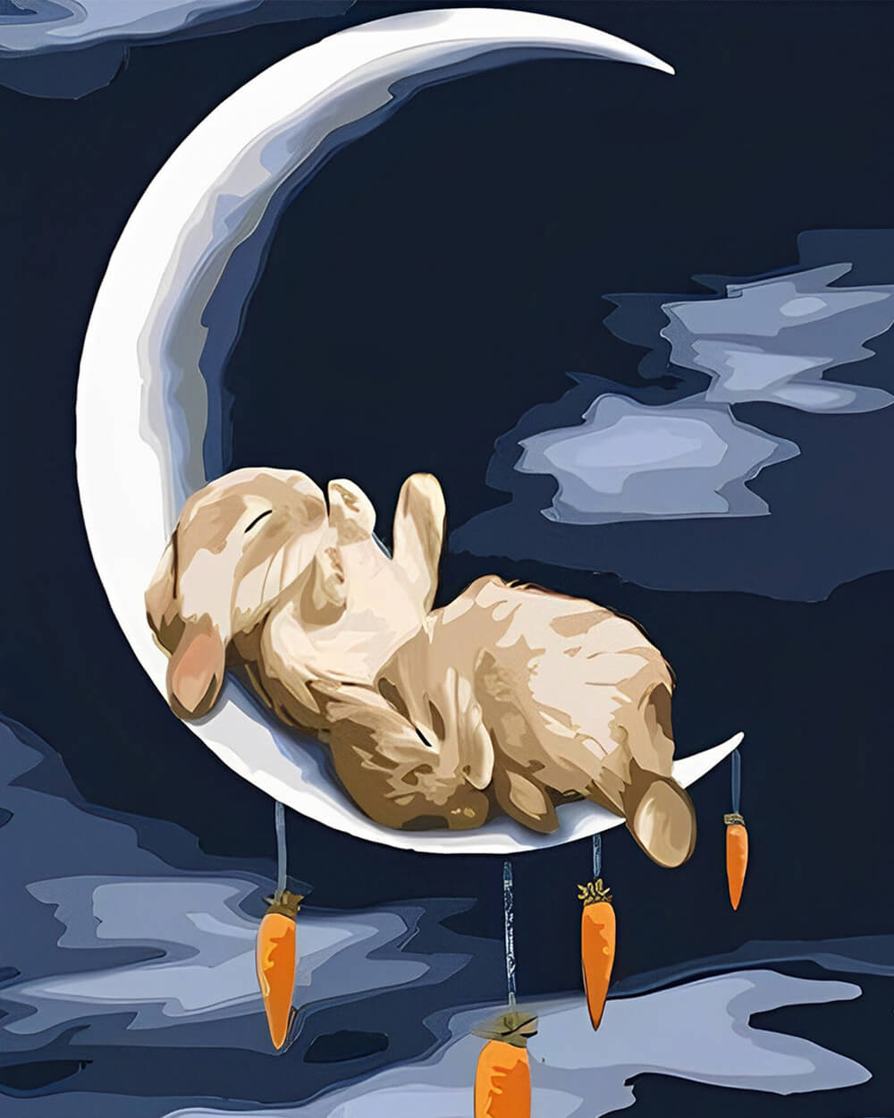 Rabbit Lying on the Moon Diamond Painting