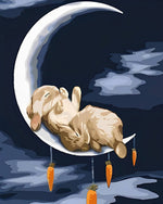 Rabbit Lying on the Moon Diamond Painting