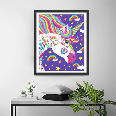 Rainbow Unicorn and Stars Diamond Painting