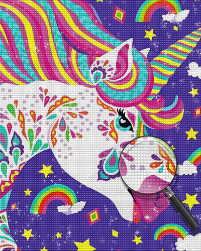 Rainbow Unicorn and Stars Diamond Painting
