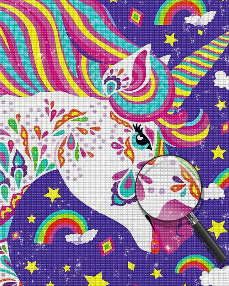 Rainbow Unicorn and Stars Diamond Painting