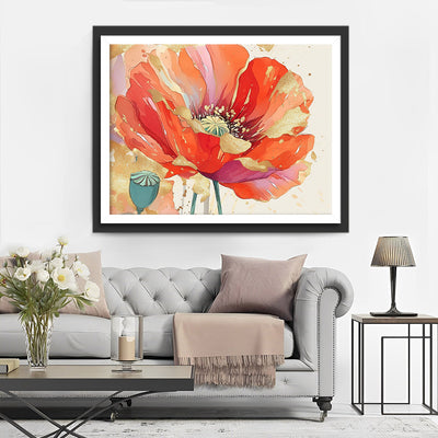 Red and Golden Poppies Diamond Painting