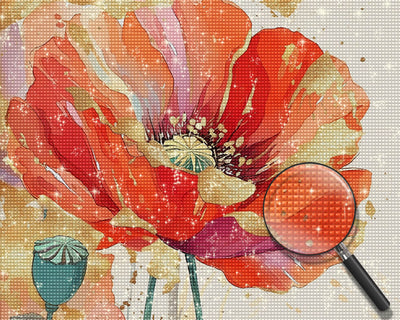 Red and Golden Poppies Diamond Painting