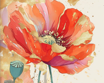 Red and Golden Poppies Diamond Painting