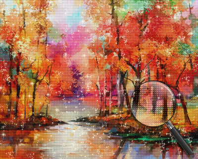 Red Autumn Forest Diamond Painting