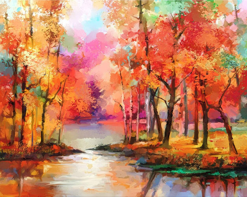 Red Autumn Forest Diamond Painting