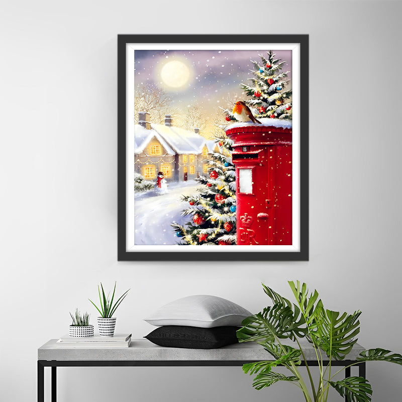 Red Christmas Mailbox Diamond Painting