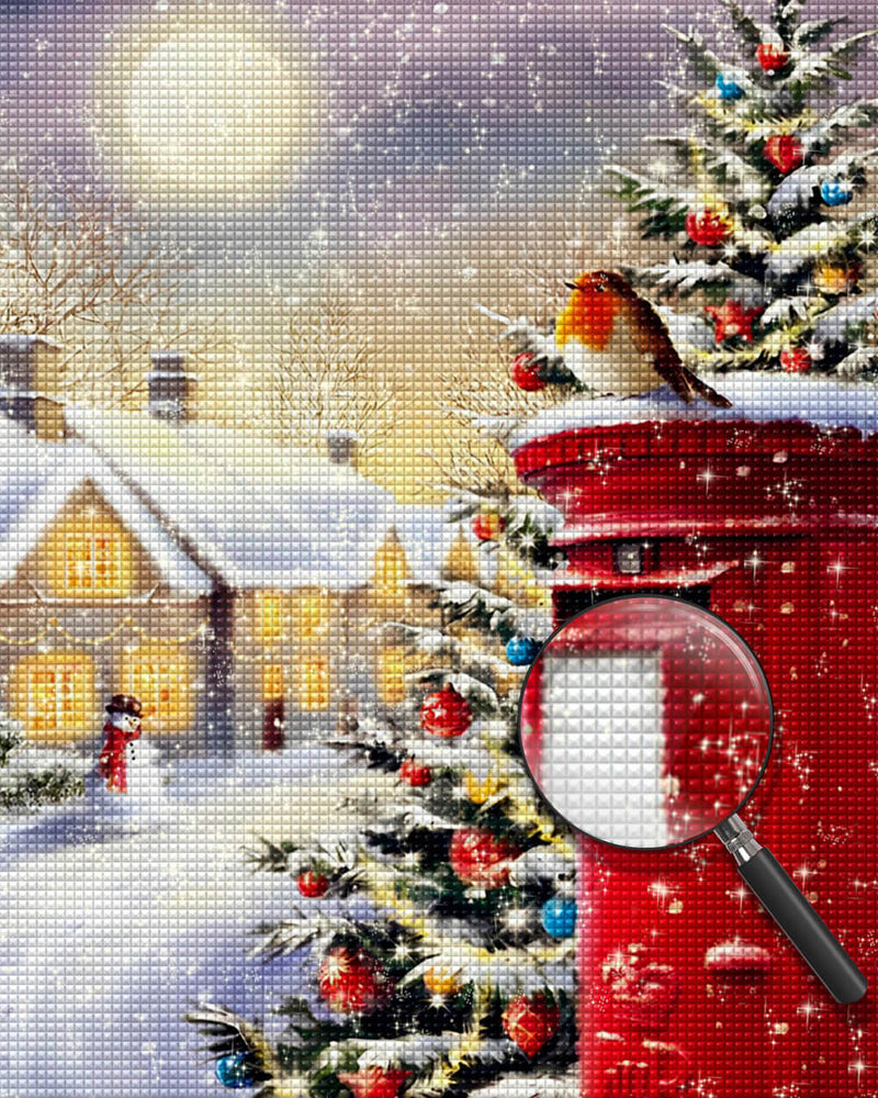 Red Christmas Mailbox Diamond Painting