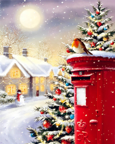 Red Christmas Mailbox Diamond Painting