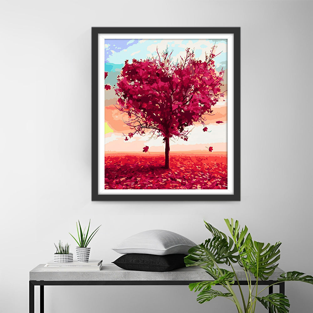 Red Heart Shaped Tree Diamond Painting