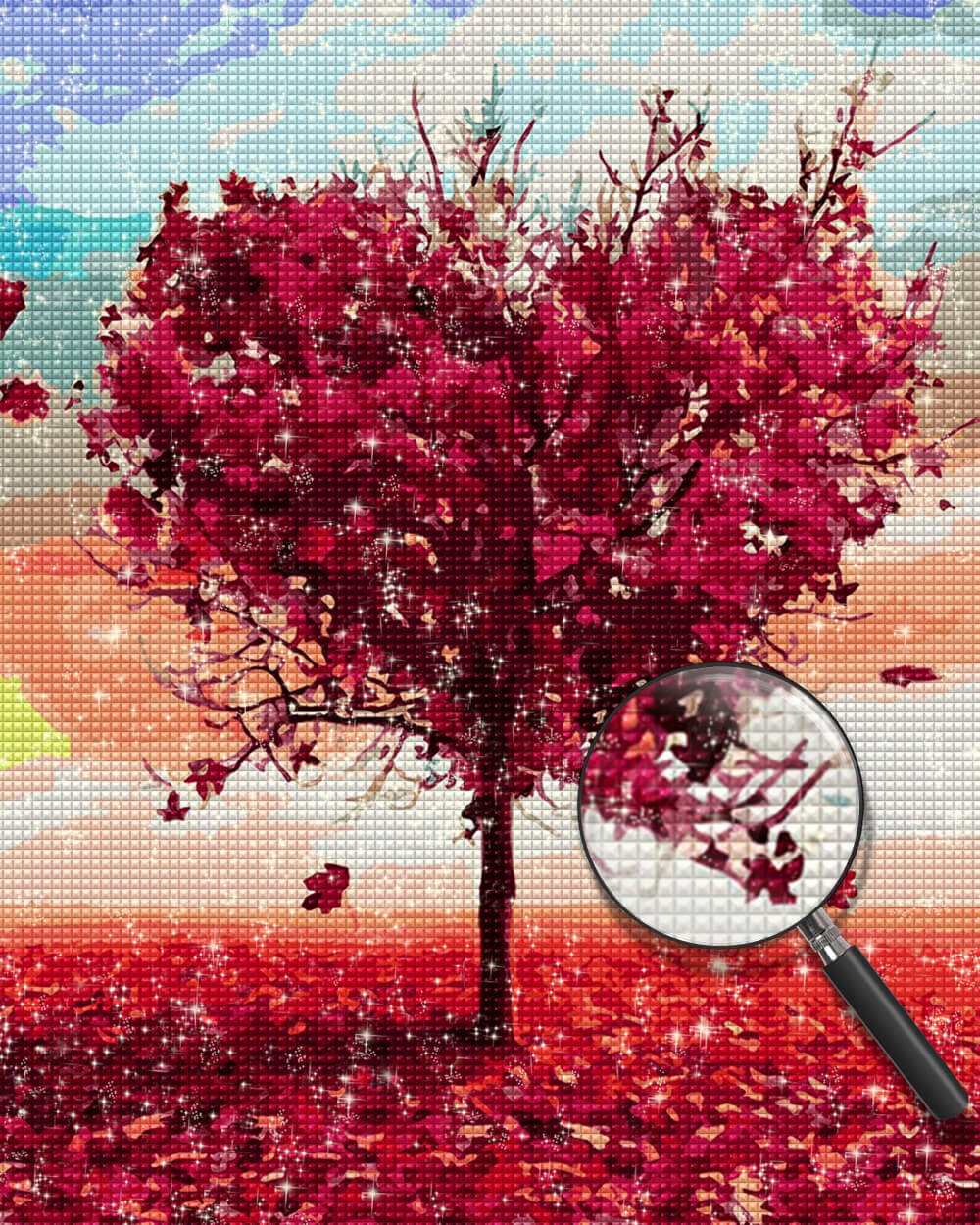 Red Heart Shaped Tree Diamond Painting