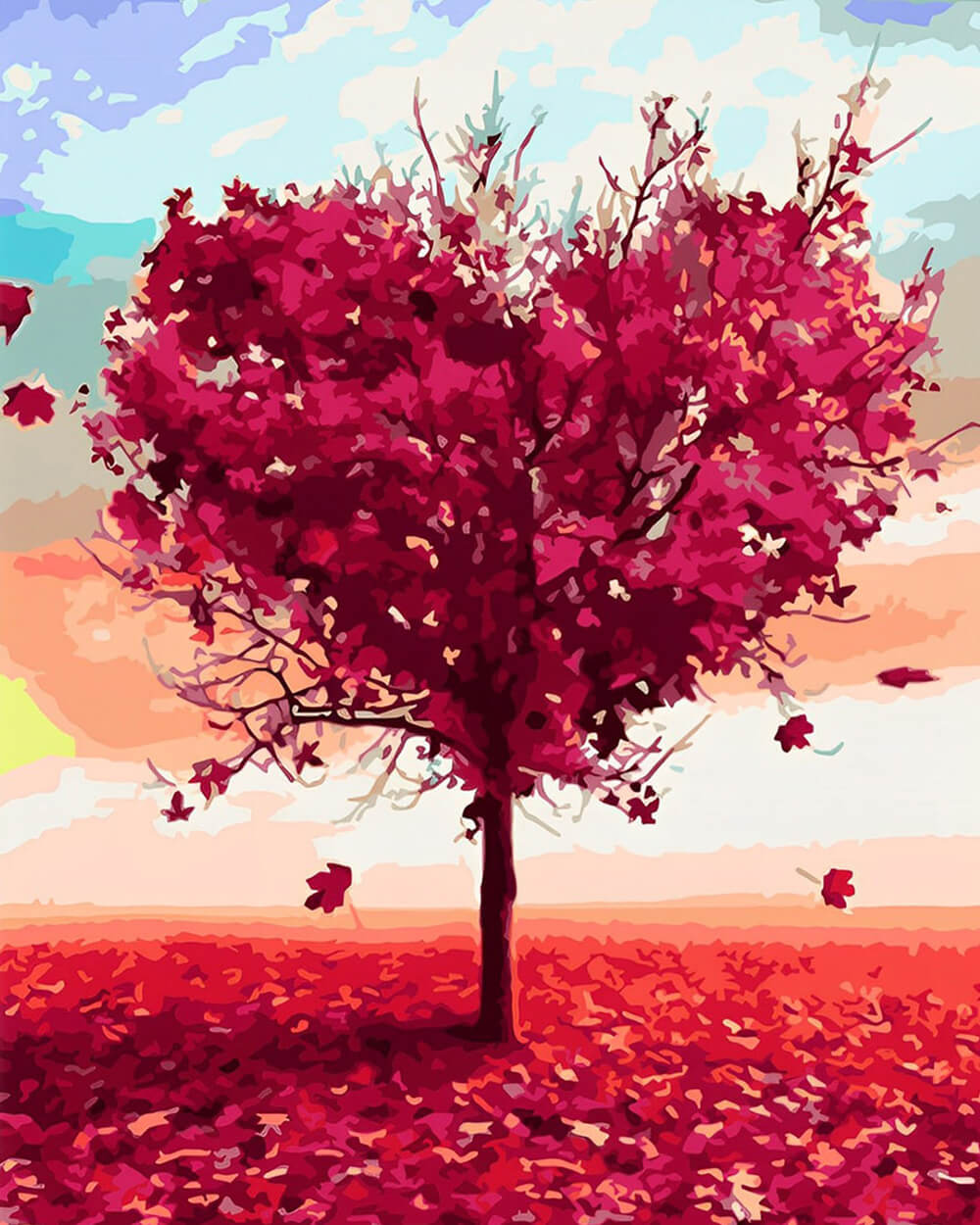 Red Heart Shaped Tree Diamond Painting