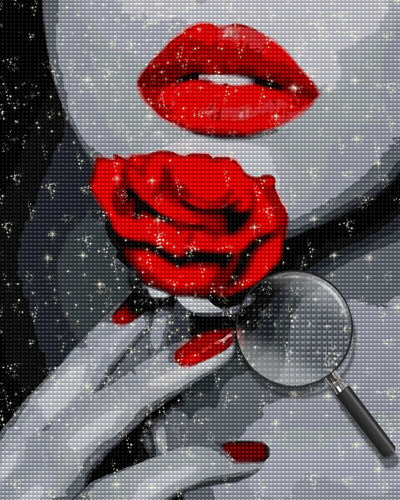 Red Lip and Rose Diamond Painting