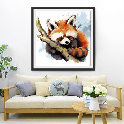 Red Panda on a Tree Trunk Diamond Painting