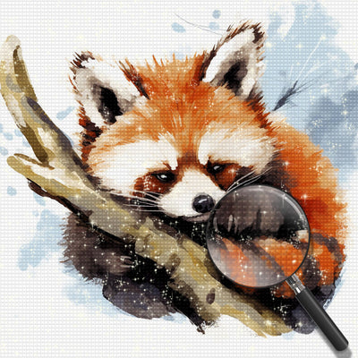 Red Panda on a Tree Trunk Diamond Painting