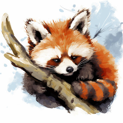 Red Panda on a Tree Trunk Diamond Painting