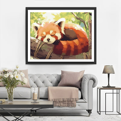 Red Panda Sleeping in a Tree Diamond Painting