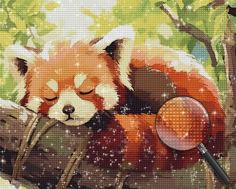 Red Panda Sleeping in a Tree Diamond Painting
