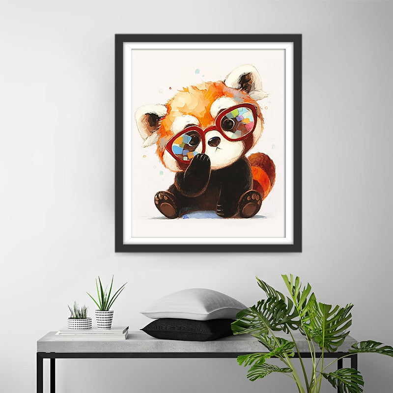 Red Panda with Glasses Diamond Painting