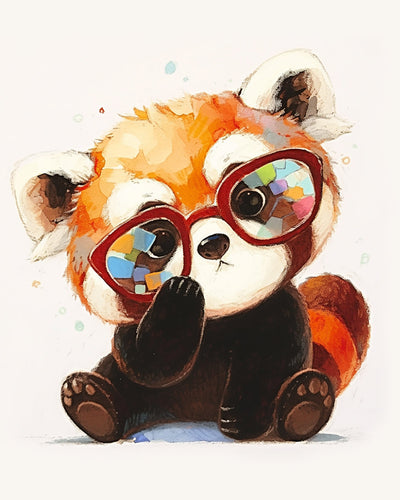 Red Panda with Glasses Diamond Painting