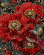 Red Poppy with Golden Stamens Diamond Painting