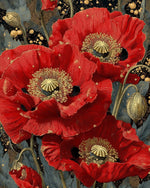 Red Poppy with Golden Stamens Diamond Painting