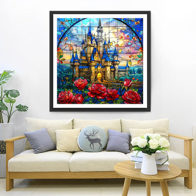 Red Rose Castle Diamond Painting