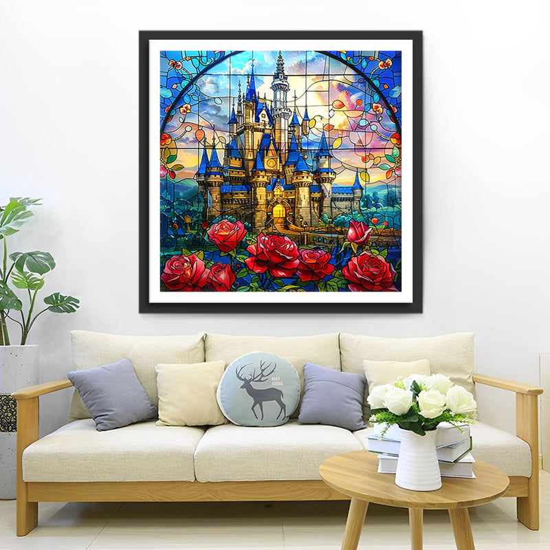 Red Rose Castle Diamond Painting