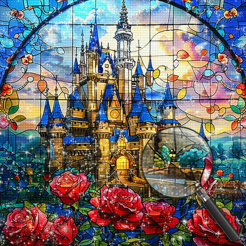 Red Rose Castle Diamond Painting