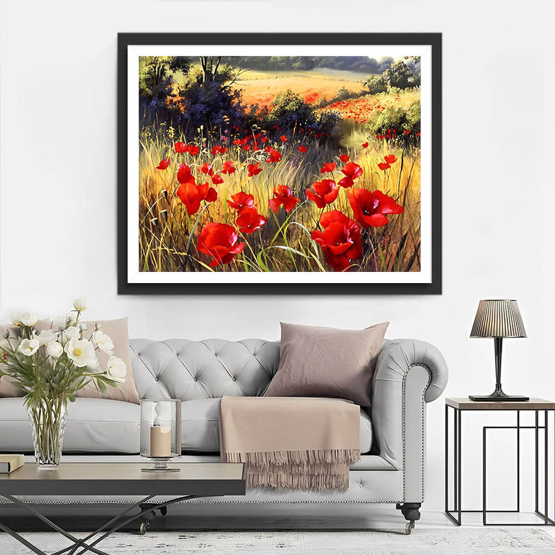 Red Wild Poppies Diamond Painting