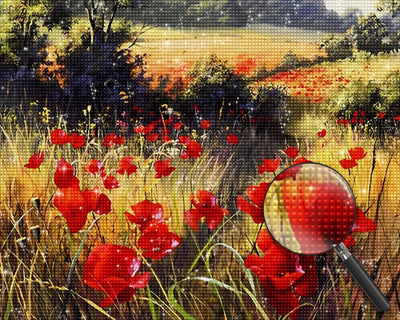 Red Wild Poppies Diamond Painting