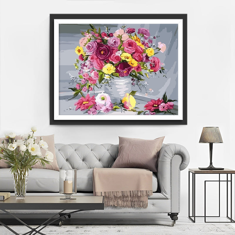 Roses in White Vase Diamond Painting