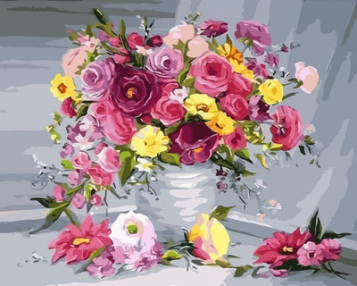 Roses in White Vase Diamond Painting