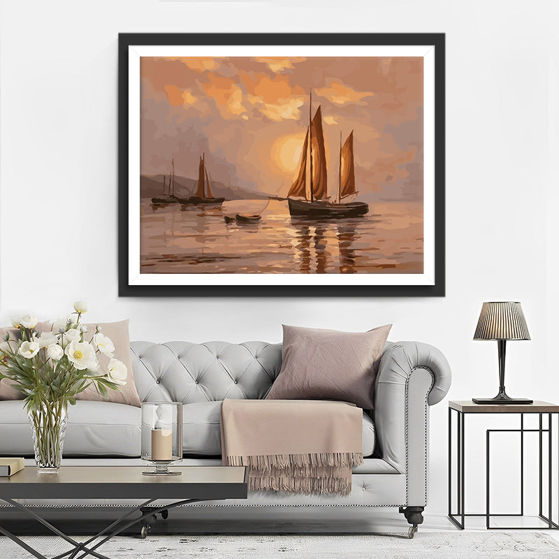 Sailboats at Sunset Diamond Painting