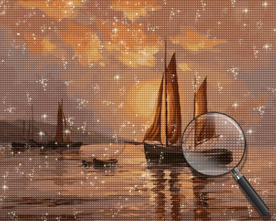 Sailboats at Sunset Diamond Painting