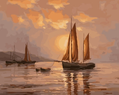 Sailboats at Sunset Diamond Painting