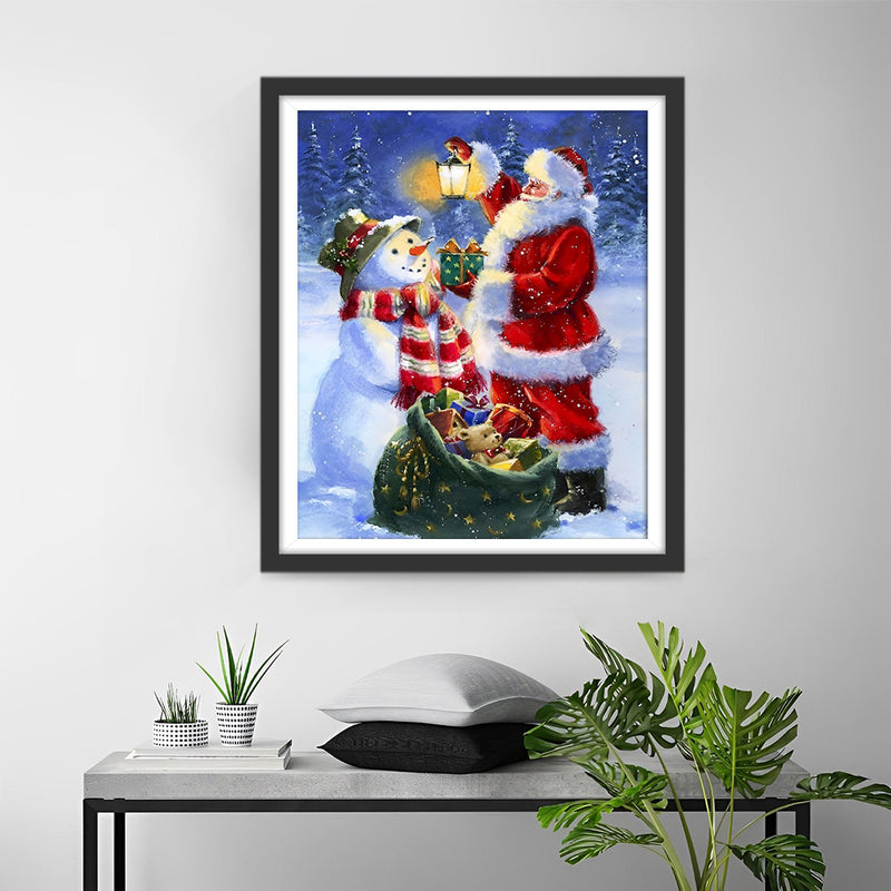 Santa Claus and Snowman Diamond Painting