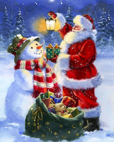 Santa Claus and Snowman Diamond Painting