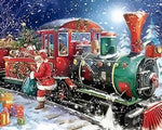 Santa Claus and Train in the Snow Diamond Painting