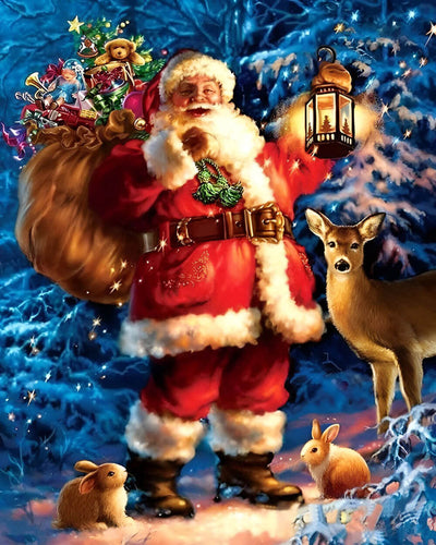 Santa Claus, Bunny and Elk Diamond Painting
