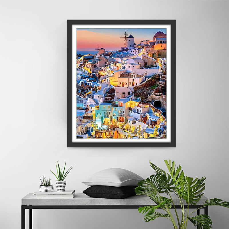 Santorini Lights Diamond Painting